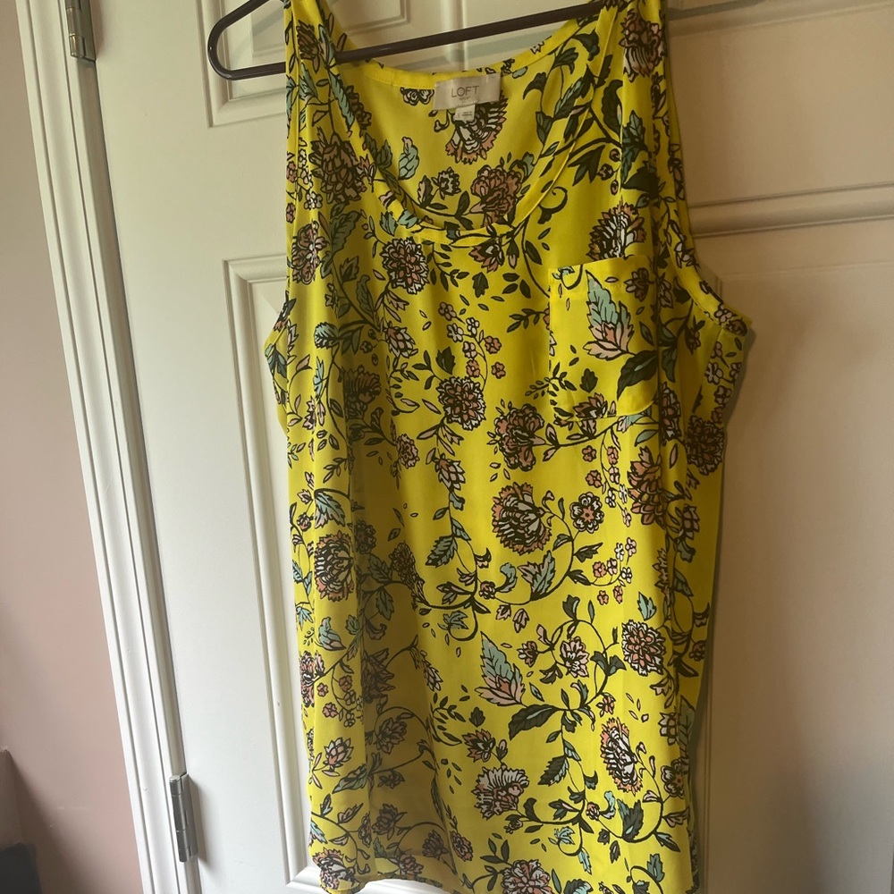 LOFT Yellow Floral Print Top